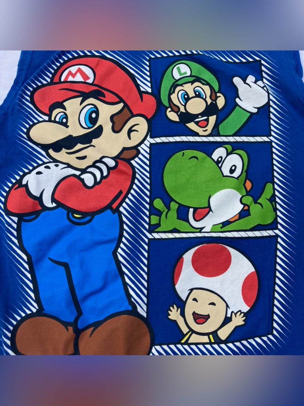 Super Mario Blue Character Tank Top Boys 10/12 Muscle Gym T-shirt 2012